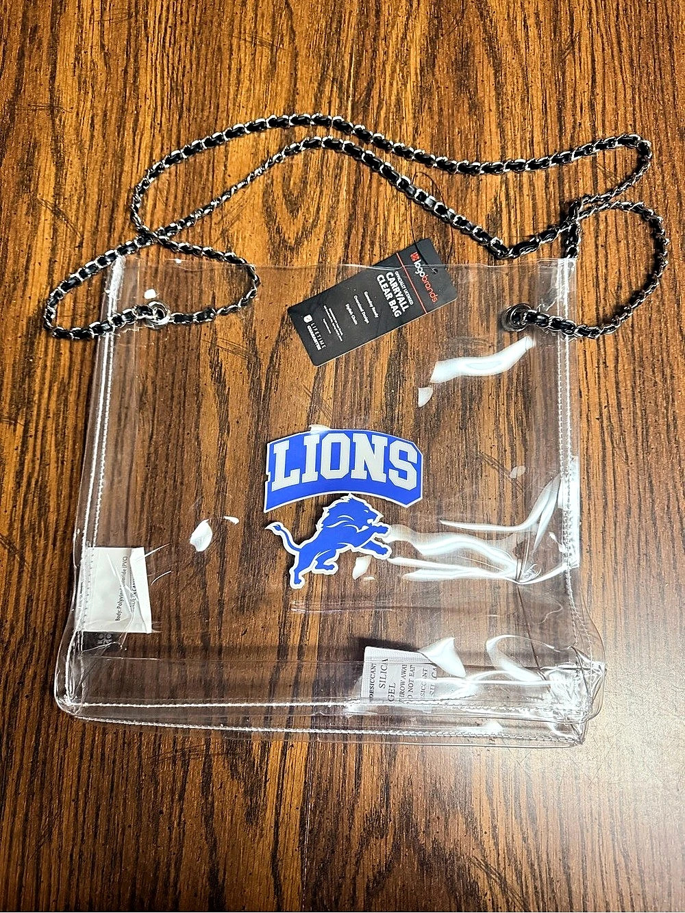 Logo Brands Detroit Lions Carryall Clear Bag Clear Chain Shoulder Bag NWT